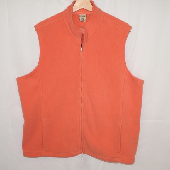 LL Bean Lycra Spandex Flannel Vest Size 2X Zip Front Two front pockets Pumpkin - Picture 15 of 16